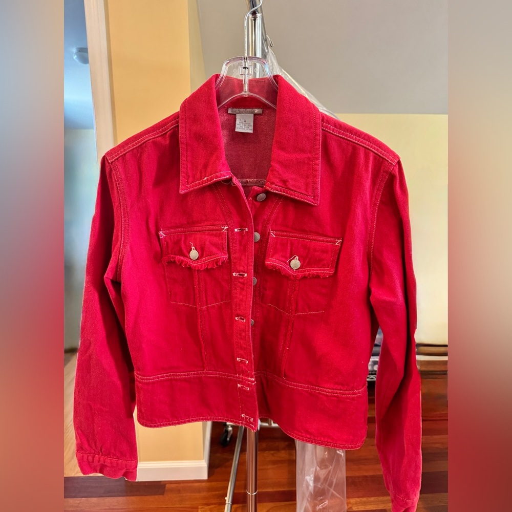 Vintage Red Denim Jacket Beverly Hills Polo Club Size M